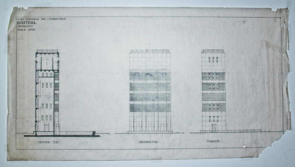 Progetto originale della Torre Idrica. Fotografia pubblicata con gentile concessione dell'Arch. Caponera.