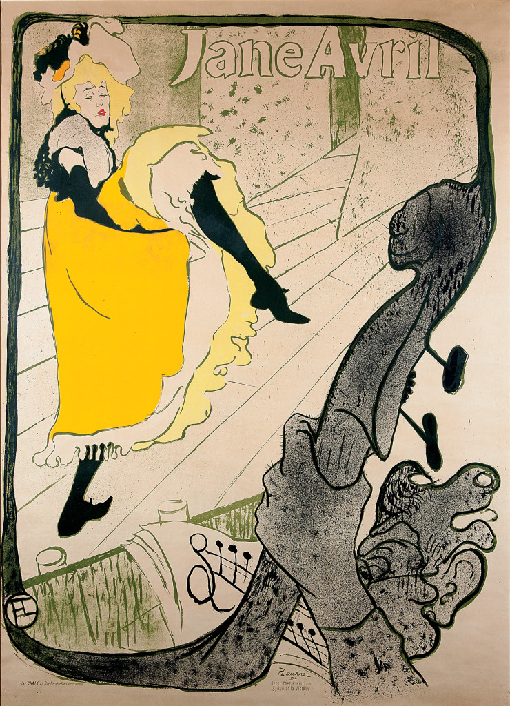 Henri de Toulouse-Lautrec, Jane Avril (Before Letters) ,1893. Color Lithography, 124x91,5 cm © Herakleidon Museum, Athens Greece